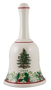 #!Cheap Spode Christmas Tree Annual Border 70th Anniversary Bell 7 inch (Dated)
