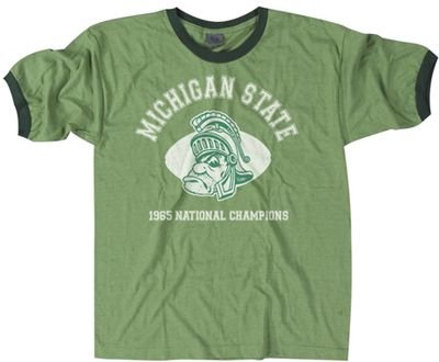 1965 Michigan State Spartans National Champions Short Sleeve Ringer T-Shirt