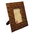 Handmade Natural Palm Leaf Standing Picture Frame With Lattice Design (Thailand)