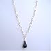 Gold Chain with Genuine Jet Tear Drop Pendant