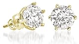 Cubic Zirconia Stud Earrings. 1.0 Carat Total Weight. High Quality Yellow Gold with Screw Post and Backing. Set on a 14 Karat Gold settings.