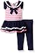 Youngland Baby Girls' Striped Knit To Woven Tiered Sailor Dress and Legging Set