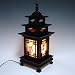 Carved Wood Lamp Shade with Three Story Pagoda Design Handmade Art Deco Lantern Brown Asian Oriental Bedside Bedroom Accent Unusual Table Light