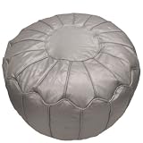 Faux Leather Silver Moroccan Bean Bag Footstool Pouffe