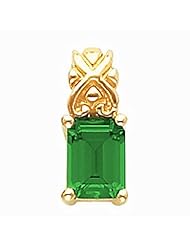 14K Yellow Gold Emerald Cut Chatham Created Emerald Pendant -- LIFETIME WARRANTY