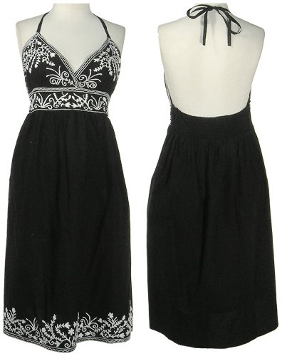JUNIOR PLUS MARISOL Floral Embroidered Halter Dress