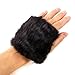 LOCOMO Women Girl Hand Warmer Fingerless Faux Fur Hair Gloves FAF035BLK Black