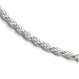 Sterling Silver Rhodium Plated .040 Diamond Cut Rope Chain Necklace 17in