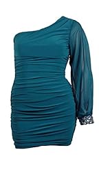 Beaded Polyester/Spandex Bateau Neck One Shoulder  Dress