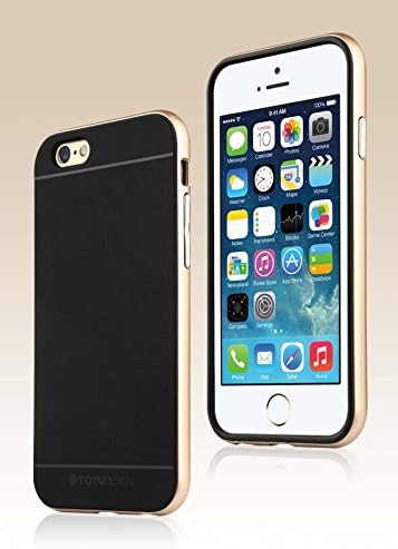 Feelglad Totu Design Authentic Aurora Series 2 in 1 Protective Frame and Pliable Rubber Sleeve Cover Protection Case for Iphone 6 4.7inch - Retail Packaging - Gold