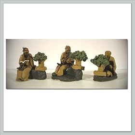 Figurines - Mudmen with Bonsai Trees | 3 Piece Set III - By joebonsai