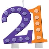 Creative Converting Bright and Bold 21th Birthday Molded Numeral Cake Candle