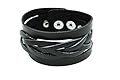 Modern Fantasy Classical Black Braided Length Smooth Surface Snap Closure Length Leather Wrap Bracelet