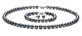 AAA Quality, 7.5-8.0 mm, Black Color Treated Freshwater Pearl Set
