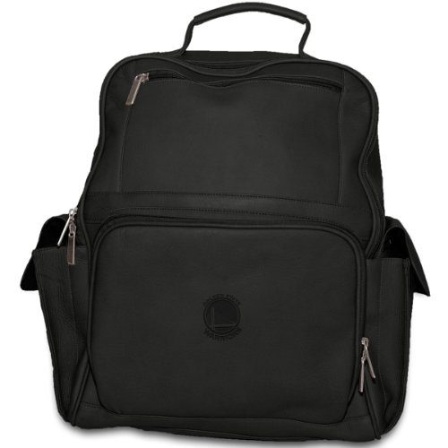 Pangea Brands Golden State Warriors Black Leather Large Computer Backpack