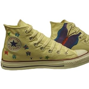 Converse Chuck Taylor All Star Hi Top Custom Unbleached White Butterfly Hand Painted by Converse