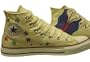 Converse Chuck Taylor All Star Hi Top Custom Unbleached White Butterfly Hand Painted men's 4/ women's 6