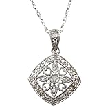 Sterling Silver 1/4ct Vintage Antique Style Diamond Pendant Necklace (GH, I1-I2)