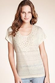 Indigo Collection Aztec Print Burnout Jersey Top