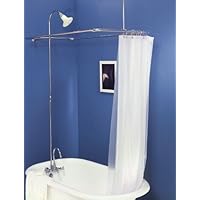 Add on Shower for Clawfoot Tub with Riser and Diverter Faucet with Shower Curtain and Rings