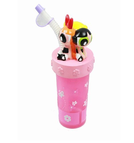 The Powerpuff Girls Blossom Bubbles & Buttercup 3D Figurine Tumbler Cup With Straw