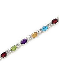 14kt Yellow Gold Oval Multi Color Bracelet.
