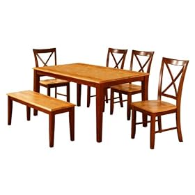 Two - Tone Dinette with Bench - Natural Cherry by Home Source