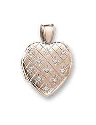 18k Premium Weight Yellow Gold Hand Engraved Heart Diamond Locket 1 inch x 1 inch in 18K
