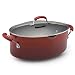 Rachael Ray Porcelain Enamel II Nonstick Covered Oval Pasta Pot with Pour Spout, 8-Quart, Red