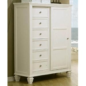 Storage Chest with Sliding Door in White Finish by visiondecor Furniture
