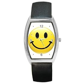 Barrel Style Metal Watch of Smiley Face (Angry, Christmas, Animated, Evil, Funny, Happy, Laughing, Yellow Smiley Face)