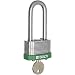 Brady 118975 Green, Key Retaining Steel PadLock - 2" Shackle - Keyed Alike (3 Locks)