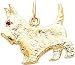 14K Yellow Gold Scottie Dog with Ruby Eye Charm