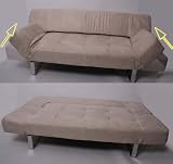 Sofa Couch Schlafsofa PLANO, verstellbar ~ creme, Mikrofaser, Wildleder-Optik