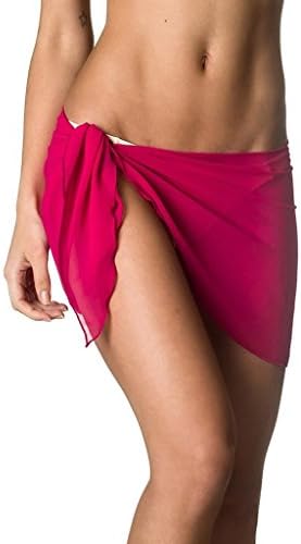 Joy Dream Chiffon Cover up Beach Sarong Pareo Canga Swimsuit Wrap (one size, Fuchsia )