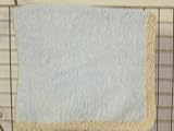 Bk3, Knitted on Hand Knitting Machine Baby Blue Chenille 31 By 45 Blanket Trimmed By Hand Crochet with Beige Chenille for Newborns and Infants,