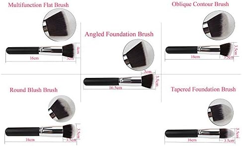 Annengjin®professional Makeup Brush Set 10pcs Eyebrow Shadow Cosmetic Brush Tool Kit (Black+silver)
