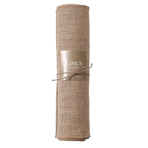 Ling's moment Natural Jute Burlap Table Runner 14x60 Inch,Sewn Edge