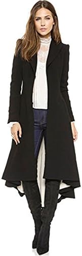 Umanak FancyWomen's Simple Metal Cufflinks Fold Lapel Suit After Tail Wind Coat Overcoat BlackXXL Looks Fine