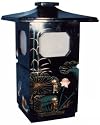 Asian Lantern style table accent lamp - hand painted black lacquer