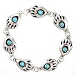 Native American Bear Paw Link Bracelet in Sterling Silver and Turquoise, #11315