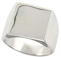 Sterling Silver Hand-Made Large Solid Square Signet Ring