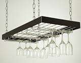 Rogar Hanging Wine Glass Rack - Black Chrome