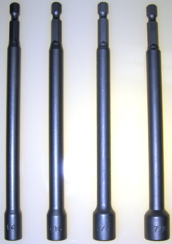 4-pc 6" MAGNETIC NUT DRIVER SET w/quick release hex shank