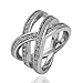 Yoursfs Birds Nest Triple Row Twisted Austrian Crystal Cocktail Wide Ring 18k White Gold Plated