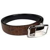 Gianfranco Ferre Men's Reversible Croc Embossed Brown/Black Leather Belt