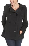 AK Anne Klein Women's Petite Double Breasted Peacoat With Hood