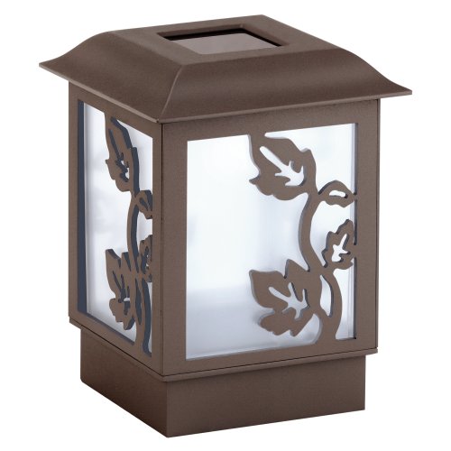 Malibu Solar White Nichia LED Outdoor Decorative Post/Deck Lights, Brown with Frosted Globe 2-Pack #LZ8002-2