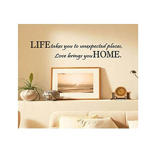 FUBARBAR Life Takes You Unexpected Places Love Brings You HOME Saying Quote Home Decor Art Removable Vinyl Wall Sticker Decals