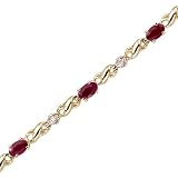 10K Yellow/White Gold 0.08 ct. Diamond and 1 3/4 ct. Ruby Bracelet 10K Yellow/White Gold 0.08 ct. Diamond and 1 3/4 ct. Ruby Bracelet